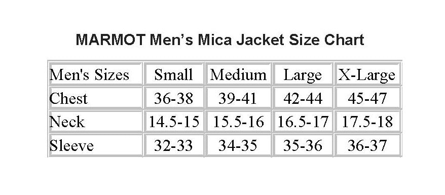 Marmot outlet jacket sizing